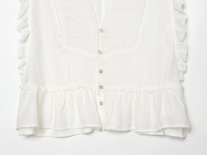 Women's layered decorative embroidered top