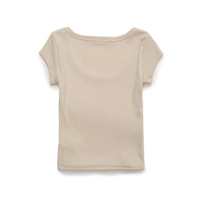suit Women's 2 pieces slim O Neck ribbed T-shirt+Jogging pants