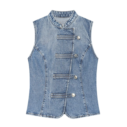 Women's Breasted decorative denim top