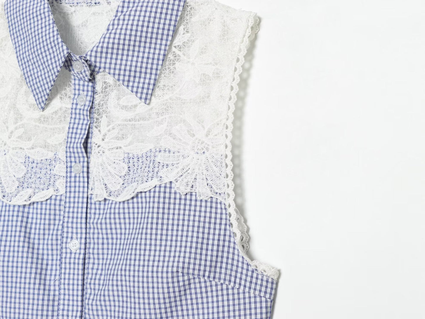 Women's casual plaid patchwork shirt