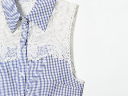 Women's casual plaid patchwork shirt