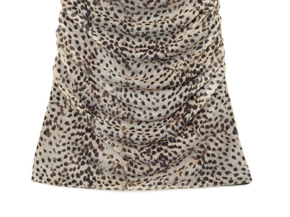 Women's animal print pleated tulle dress
