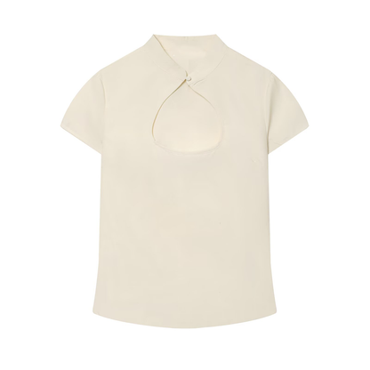 Women's open design slim polka dot top