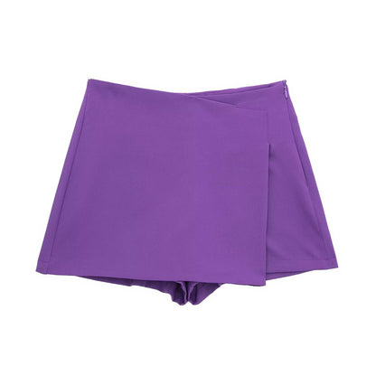 Women's multicolored casual asymmetric culottes
