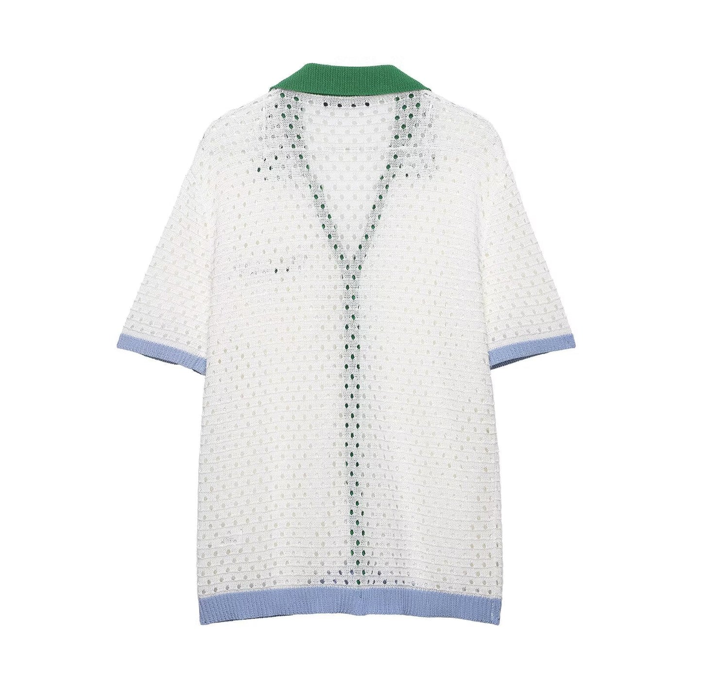 suit Women's 2 pieces hollow knitted polo shirt+shorts