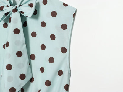 Women's polka dot bow sleeveless shirt