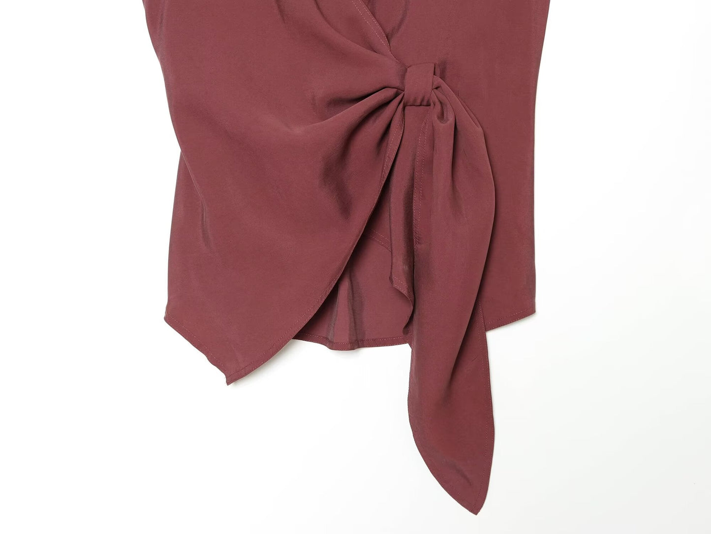 suit Women's 2 pieces knot decoration draped top+wide leg pants