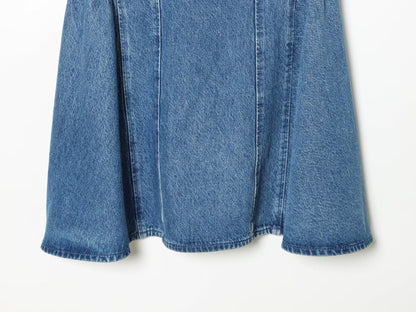Women's flared skirt hem backless denim dress