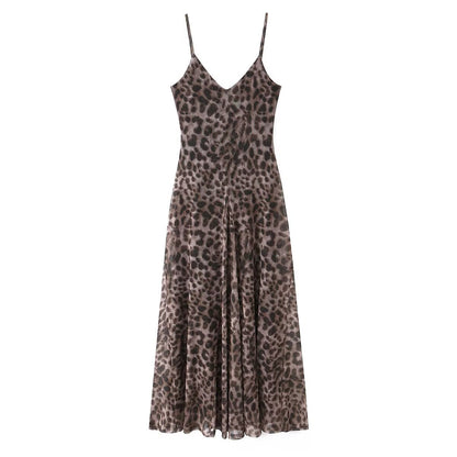 Women's elastic mesh suspender dress