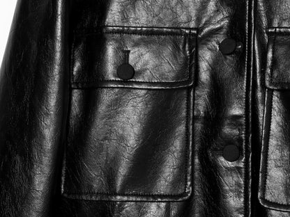 Women's with Belt Black Leather Effect Jacket