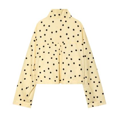 suit Women's 2 pieces short drawstring pleated polka dot Coat+Shorts