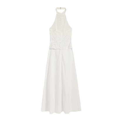 Women's hollowed out embroidered patchwork dress
