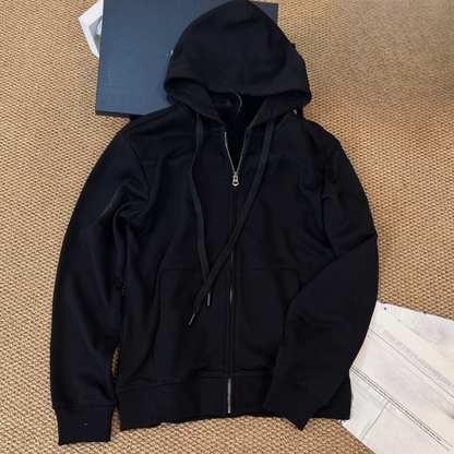 Female new embroidered hooded sweater zipper coat