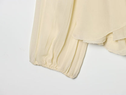 Women's layered decorative casual lace up shirt