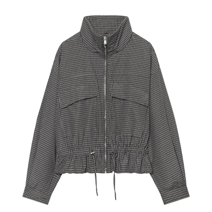 Women's plaid stand collar cotton jacket Coat