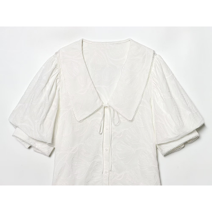 Women's new small round Neck embroidered shirt