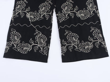 Women's casual embroidered wide leg pants