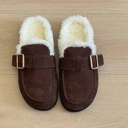 Women's new frosted autumn and winter plush slippers have a shoe box