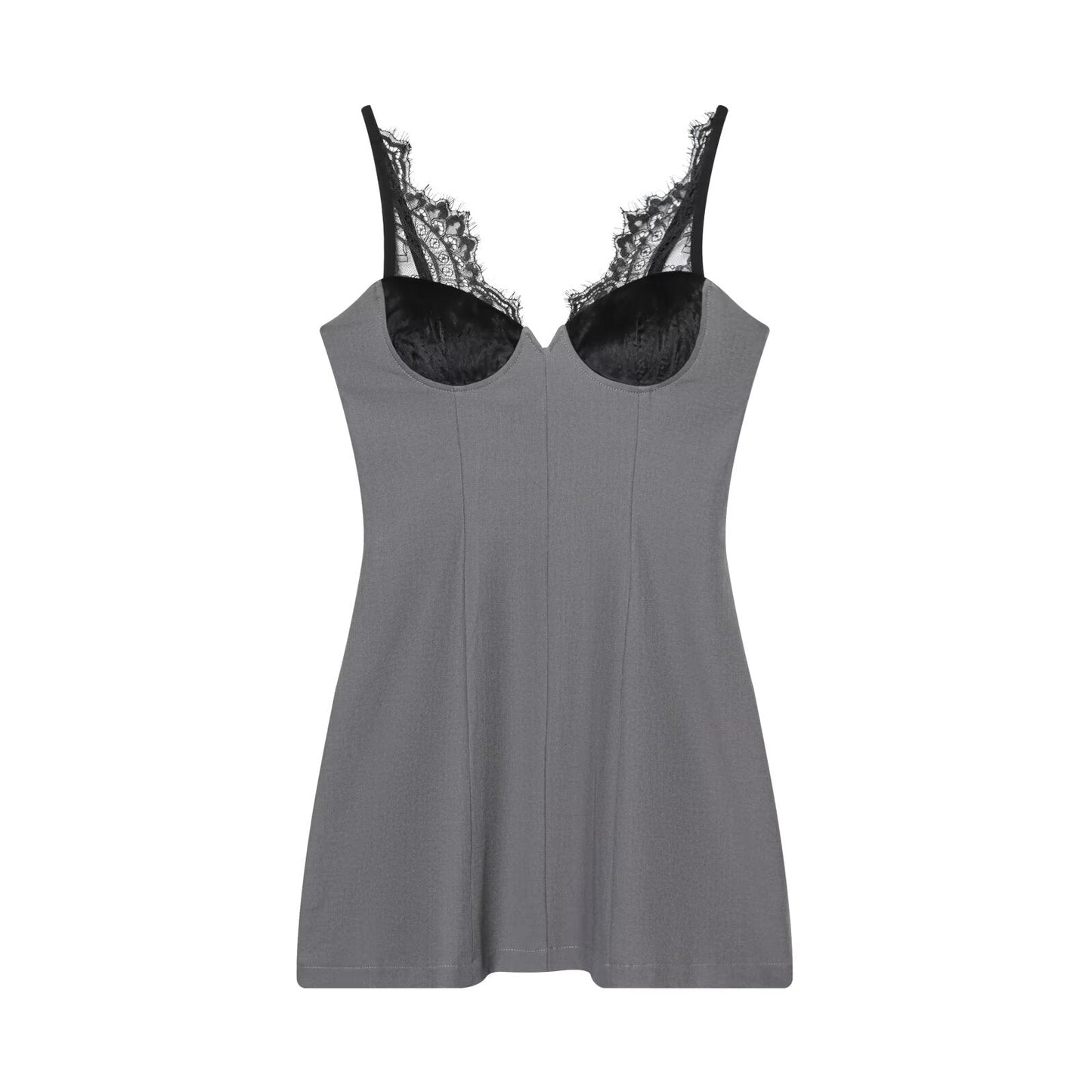 Women's lace deep V-neck suspender dress