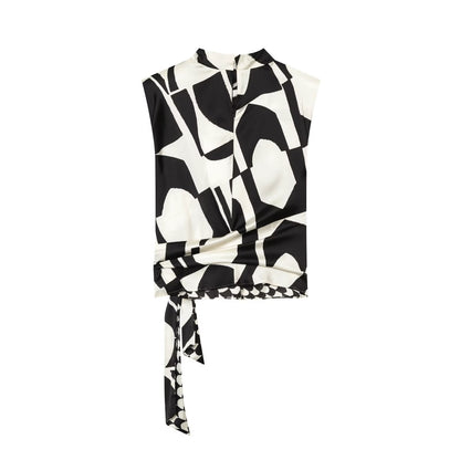 suit Women's 2 pieces geometric printed shoulder pad top+Pants