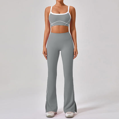 Women's new nude tight outdoor sports bra contrast suit
