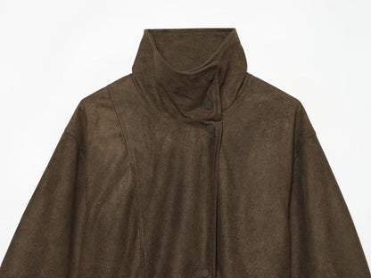 Women's with belt suede texture effect Coat