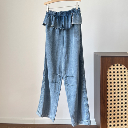 Women's new stitching lotus leaf skirt design jeans