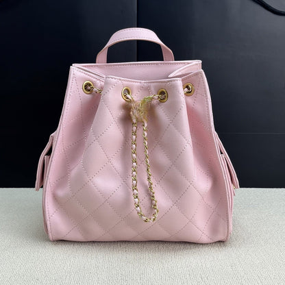 Women's new Joker high-capacity suede leather drawstring chain design backpack