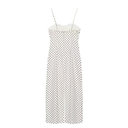Women's tight corset style polka dot MIDI dress