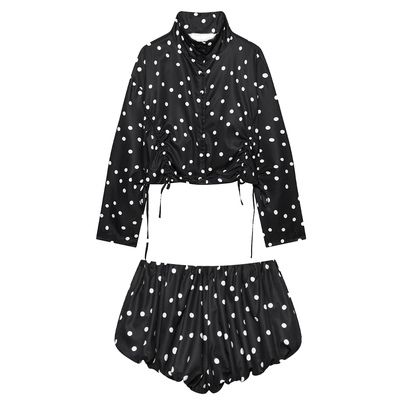 suit Women's 2 pieces pleated decorative polka dot coat+shorts