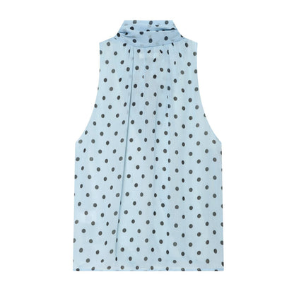suit Women's 2 pieces polka dot lace up MIDI skirt+polka dot bow top