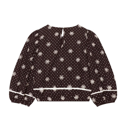 Women's hollowed out embroidered polka dot shirt