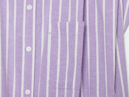 Women's striped short lapel shirt
