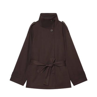 Women's with belt warm cotton windbreaker Coat