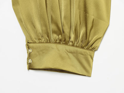 Women's casual satin textured lantern pants
