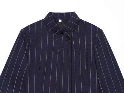 suit Women's 2 pieces linen blend striped jacket+Pants