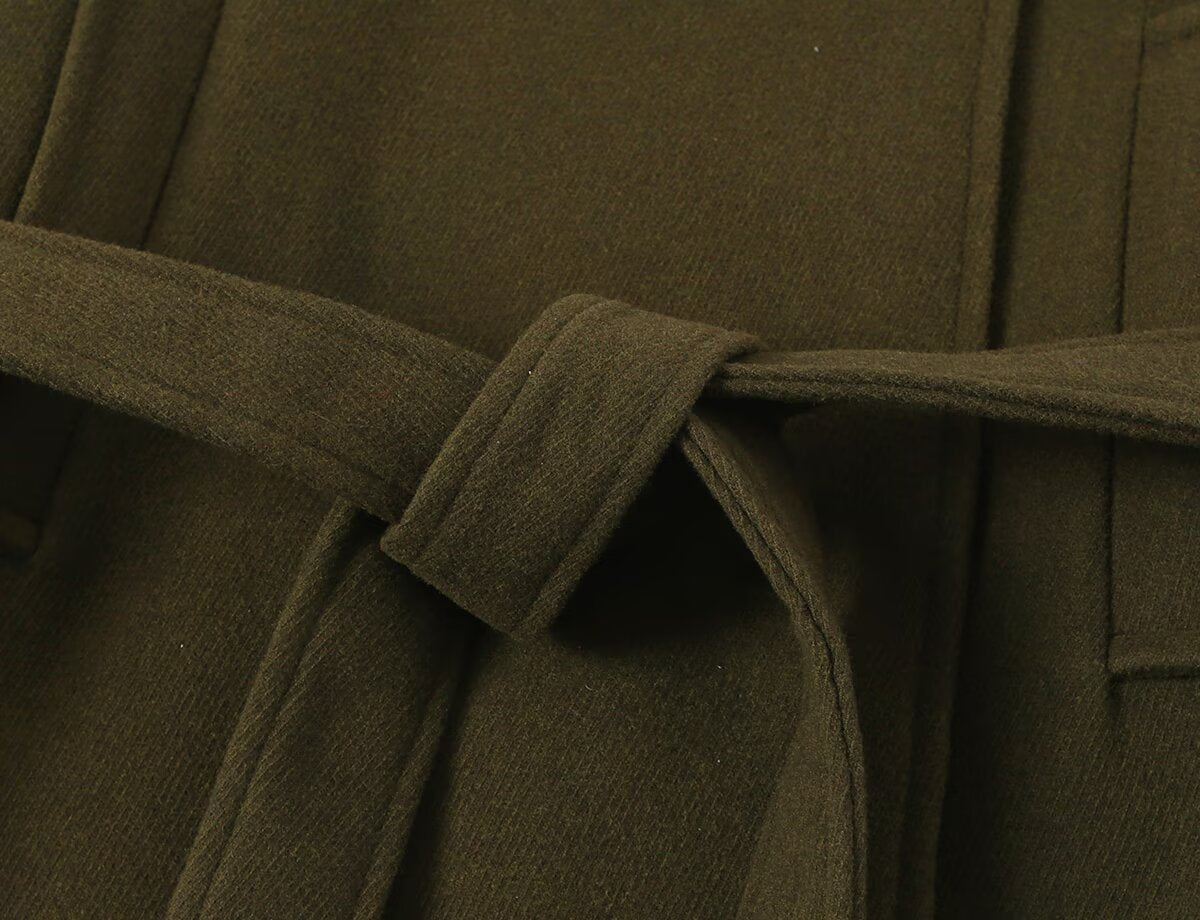 Women's with belt standing collar coat