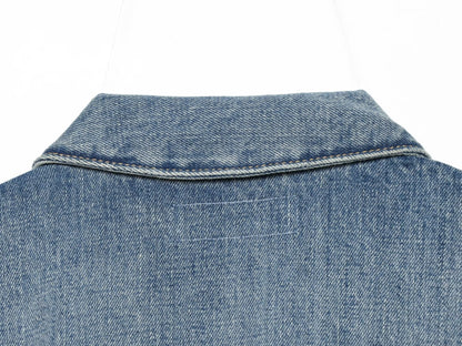 Women's short Lapel asymmetrical denim shirt