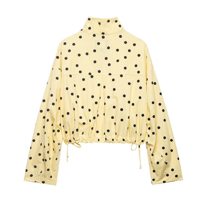 suit Women's 2 pieces pleated decorative polka dot coat+shorts