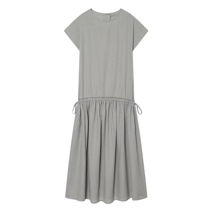 Women's O Neck linen blended MIDI dress