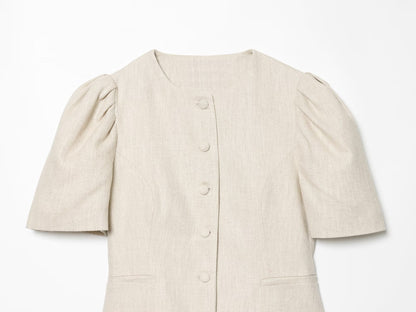 Women's bubble short sleeved slim Blazer Coat