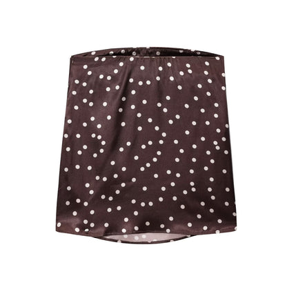 suit Women's 2 pieces satin textured polka dot strapless top+Pants