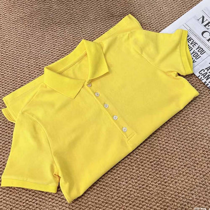 Women's new fashion cotton slim short-sleeved Polo shirt