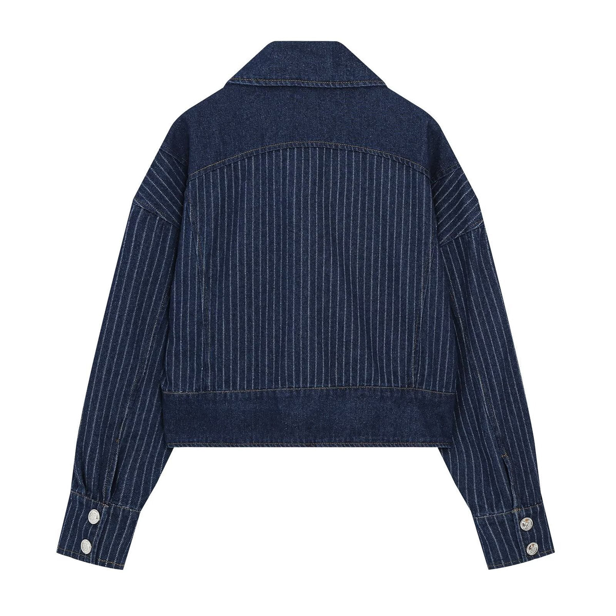 suit Women's 2 pieces short denim striped Coat+straight low rise jeans