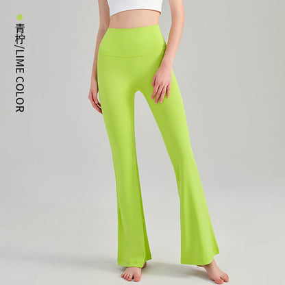 Women's New Leisure High Waist Hip Yoga Pants Outdoor Fitness Pants Skinny Sports Bell Bottoms.