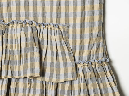 Women's layered decorative plaid suspender dress
