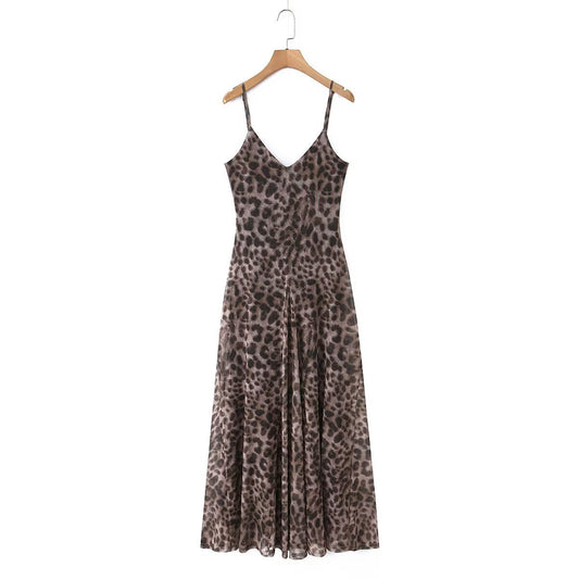 Women's elastic mesh suspender dress