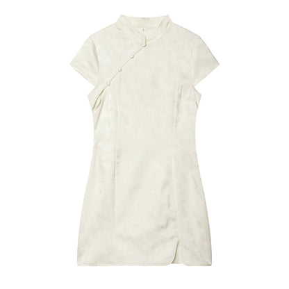 Women's standing collar jacquard mini dress