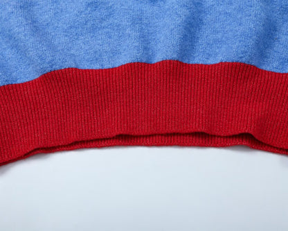 Women's polo shirt collar striped knit sweater