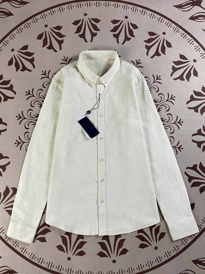 Men and Women with The Same New Fashion Joker Casual Cotton Corduroy Loose Long Sleeve Lapel Shirt Top.